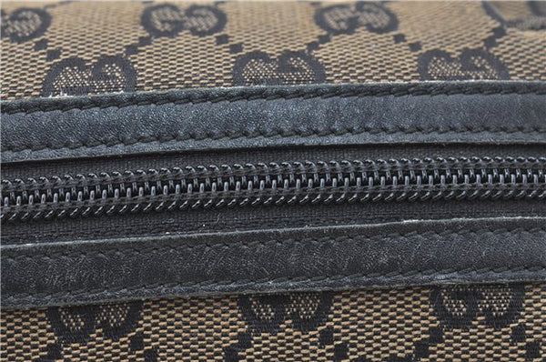 Authentic GUCCI Pouch Purse GG Canvas Leather 0391117 Black J1187