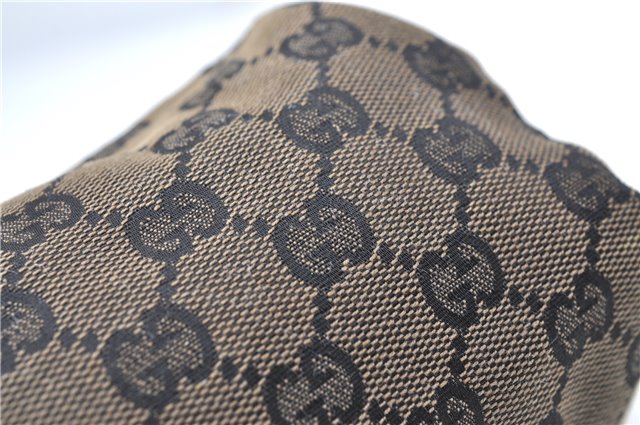 Authentic GUCCI Pouch Purse GG Canvas Leather 0391117 Black J1187