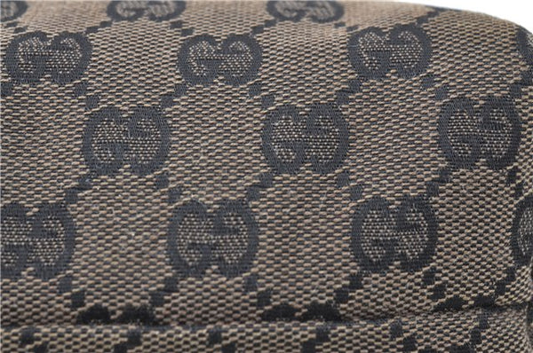 Authentic GUCCI Pouch Purse GG Canvas Leather 0391117 Black J1187