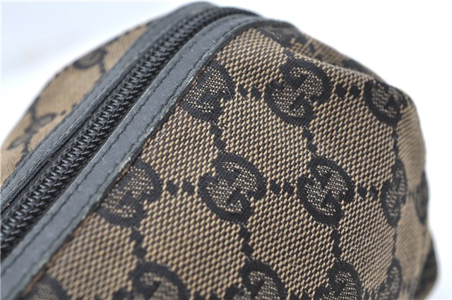 Authentic GUCCI Pouch Purse GG Canvas Leather 0391117 Black J1187