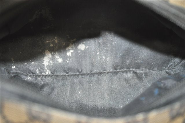 Authentic GUCCI Pouch Purse GG Canvas Leather 0391117 Black J1187