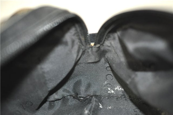 Authentic GUCCI Pouch Purse GG Canvas Leather 0391117 Black J1187