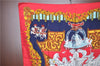 Authentic HERMES Carre 90 Scarf "LE PARADIS DU ROY" Silk Red Gold Navy J1188