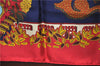 Authentic HERMES Carre 90 Scarf "LE PARADIS DU ROY" Silk Red Gold Navy J1188