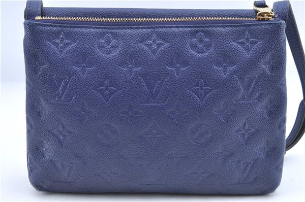 Auth Louis Vuitton Empreinte Twice Shoulder Cross Bag Navy Blue M50262 LV J1205