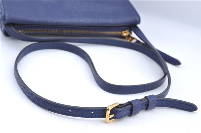 Auth Louis Vuitton Empreinte Twice Shoulder Cross Bag Navy Blue M50262 LV J1205