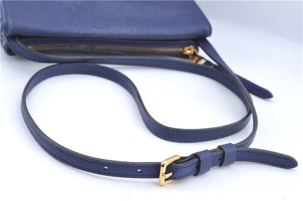 Auth Louis Vuitton Empreinte Twice Shoulder Cross Bag Navy Blue M50262 LV J1205