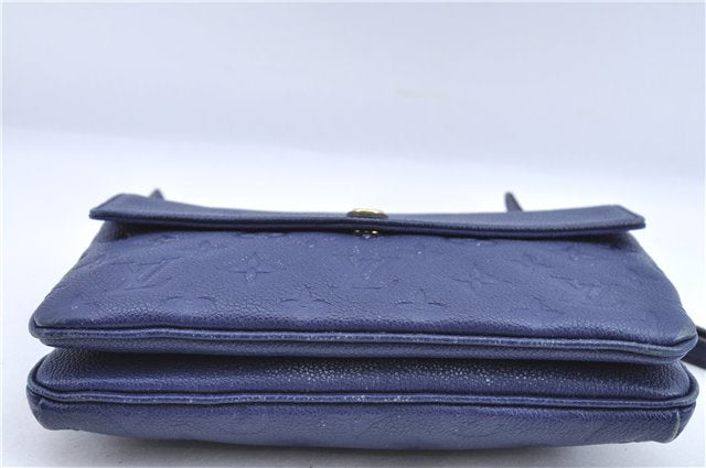 Auth Louis Vuitton Empreinte Twice Shoulder Cross Bag Navy Blue M50262 LV J1205