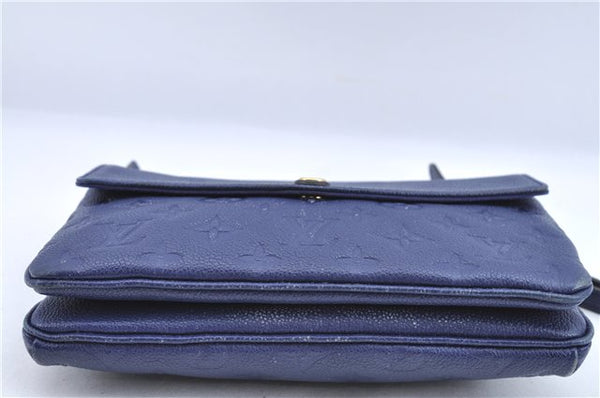 Auth Louis Vuitton Empreinte Twice Shoulder Cross Bag Navy Blue M50262 LV J1205