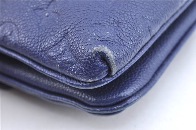 Auth Louis Vuitton Empreinte Twice Shoulder Cross Bag Navy Blue M50262 LV J1205