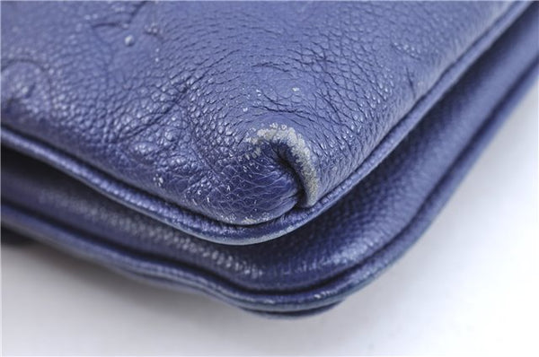 Auth Louis Vuitton Empreinte Twice Shoulder Cross Bag Navy Blue M50262 LV J1205
