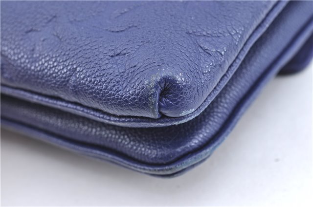 Auth Louis Vuitton Empreinte Twice Shoulder Cross Bag Navy Blue M50262 LV J1205