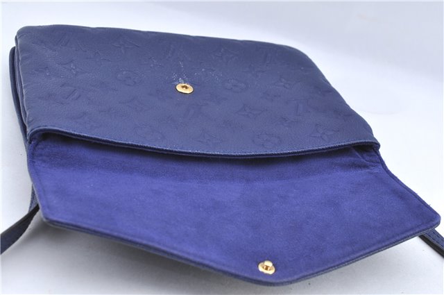 Auth Louis Vuitton Empreinte Twice Shoulder Cross Bag Navy Blue M50262 LV J1205
