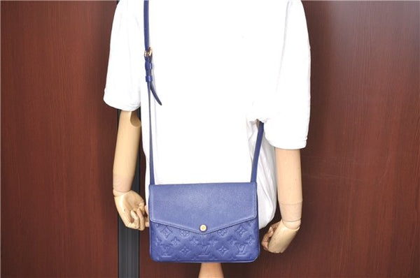 Auth Louis Vuitton Empreinte Twice Shoulder Cross Bag Navy Blue M50262 LV J1205
