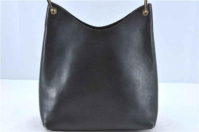 Authentic GUCCI Bamboo Shoulder Hand Bag Purse Leather Black J1211