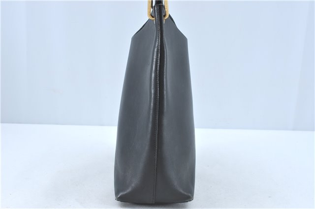 Authentic GUCCI Bamboo Shoulder Hand Bag Purse Leather Black J1211