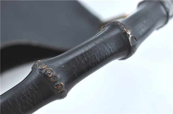 Authentic GUCCI Bamboo Shoulder Hand Bag Purse Leather Black J1211