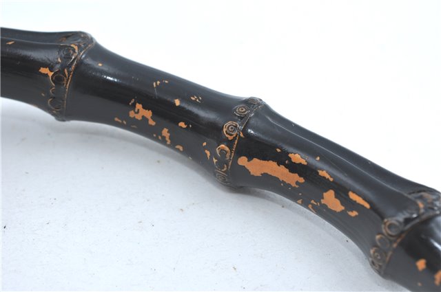 Authentic GUCCI Bamboo Shoulder Hand Bag Purse Leather Black J1211