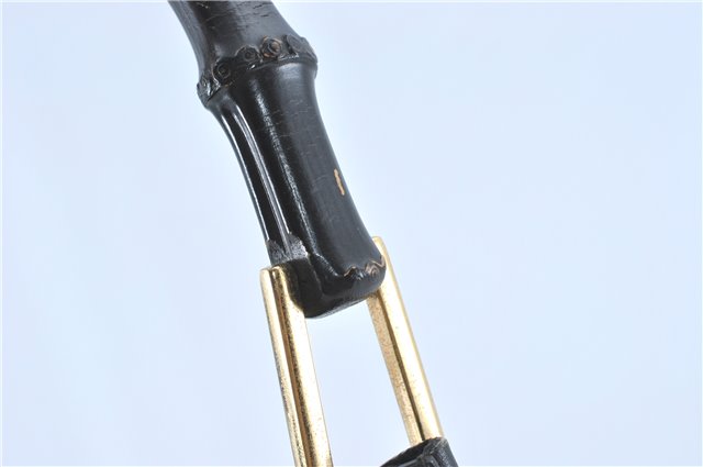 Authentic GUCCI Bamboo Shoulder Hand Bag Purse Leather Black J1211