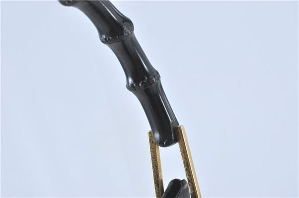 Authentic GUCCI Bamboo Shoulder Hand Bag Purse Leather Black J1211