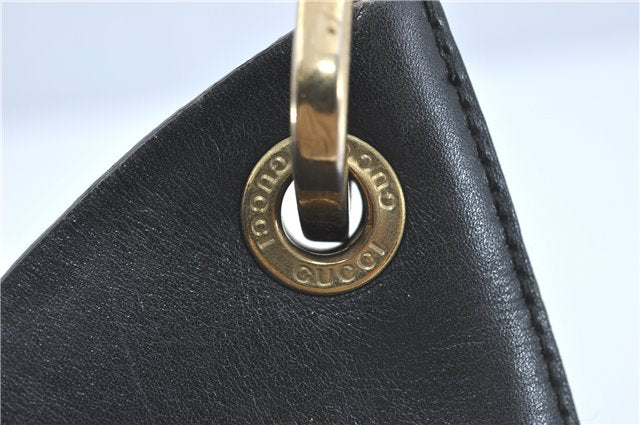 Authentic GUCCI Bamboo Shoulder Hand Bag Purse Leather Black J1211