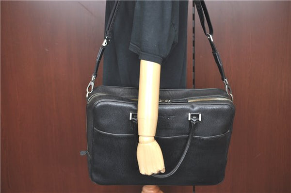 Authentic Ferragamo 2Way Briefcase Business Shoulder Bag Leather Black J1214