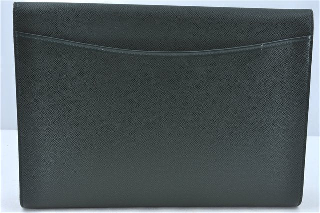 Auth Louis Vuitton Taiga Volga Document case Clutch Bag Green M30204 LV J1223