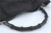 Authentic GUCCI Bamboo 2Way Shoulder Hand Bag Nylon Leather 0011577 Black J1242