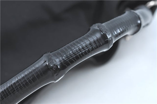 Authentic GUCCI Bamboo 2Way Shoulder Hand Bag Nylon Leather 0011577 Black J1242