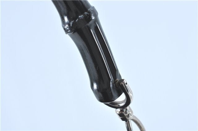 Authentic GUCCI Bamboo 2Way Shoulder Hand Bag Nylon Leather 0011577 Black J1242