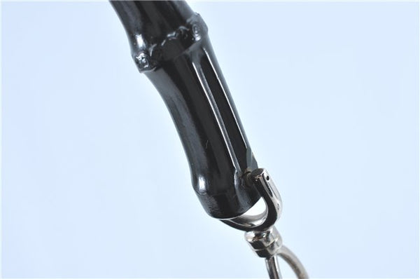 Authentic GUCCI Bamboo 2Way Shoulder Hand Bag Nylon Leather 0011577 Black J1242