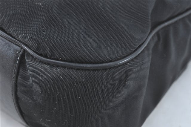 Authentic GUCCI Bamboo 2Way Shoulder Hand Bag Nylon Leather 0011577 Black J1242