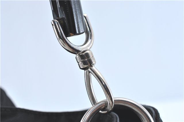 Authentic GUCCI Bamboo 2Way Shoulder Hand Bag Nylon Leather 0011577 Black J1242