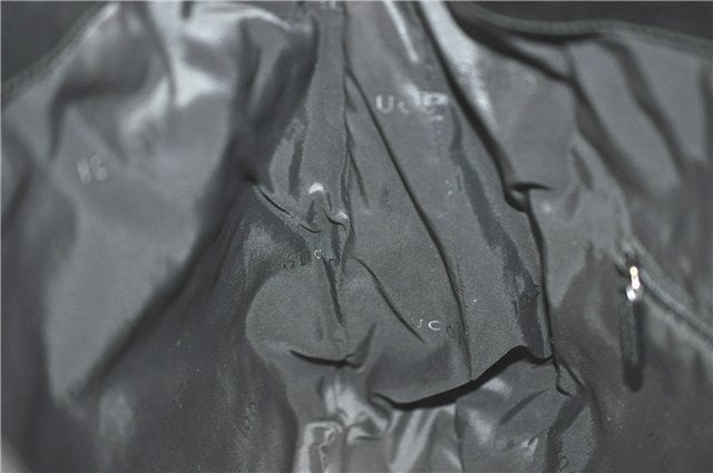 Authentic GUCCI Bamboo 2Way Shoulder Hand Bag Nylon Leather 0011577 Black J1242