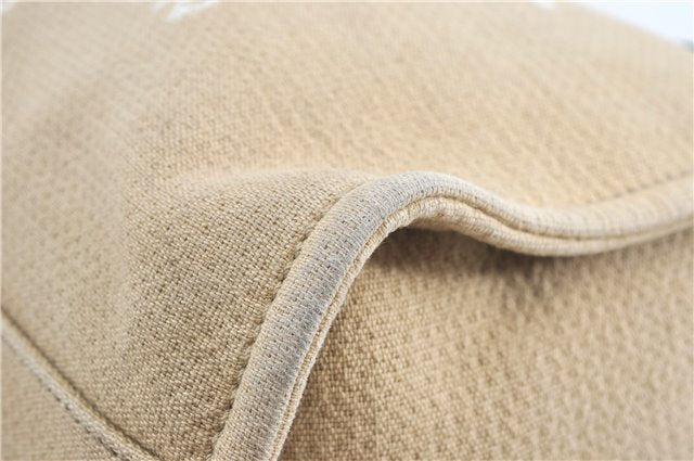 Authentic CHANEL Deauville Line CC Shoulder Tote Bag Canvas Leather Beige J1245