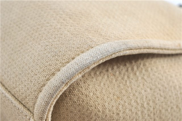 Authentic CHANEL Deauville Line CC Shoulder Tote Bag Canvas Leather Beige J1245