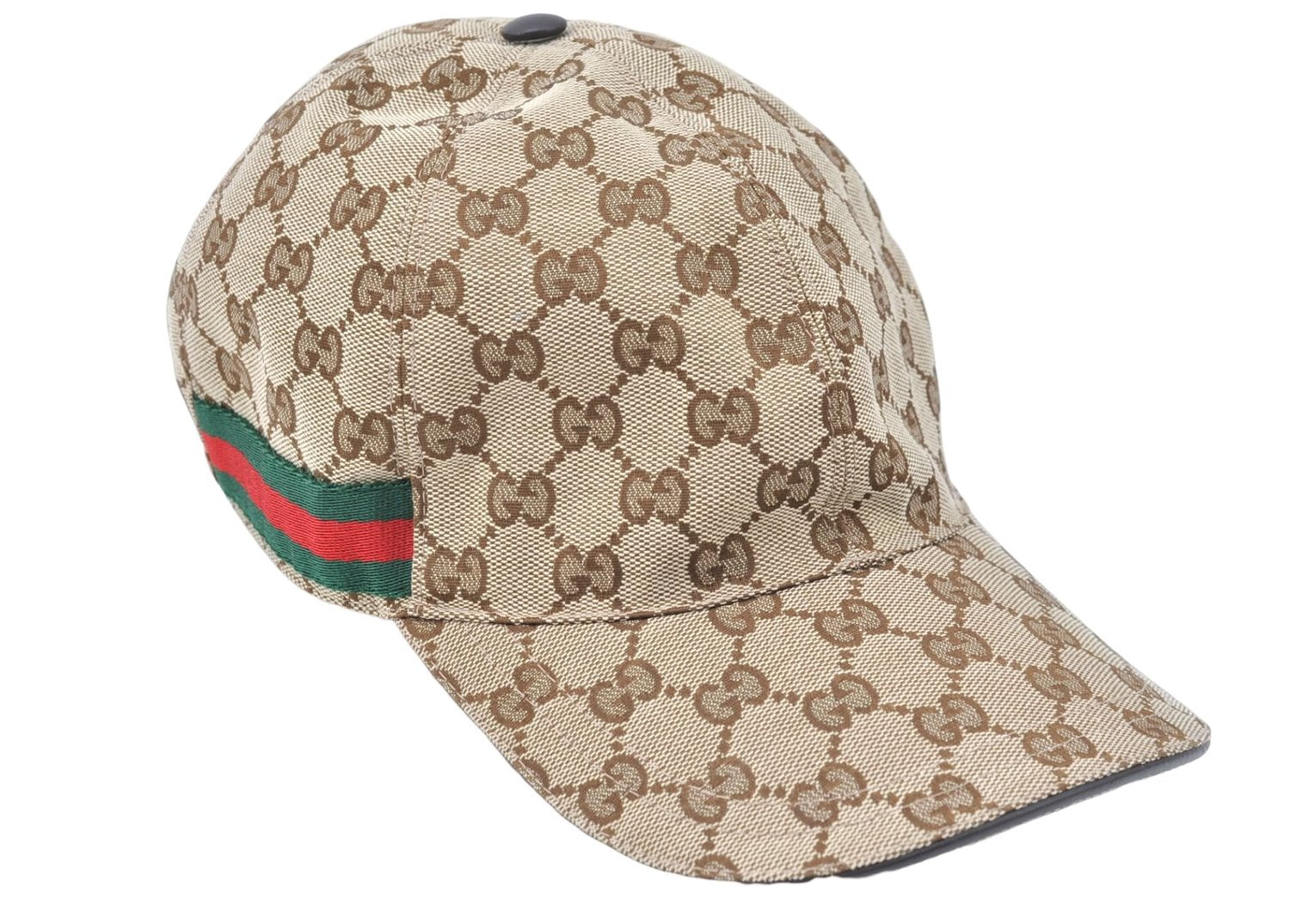 Authentic GUCCI Web Sherry Line Cap GG Canvas Leather Size L 200035 Brown J1250