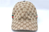 Authentic GUCCI Web Sherry Line Cap GG Canvas Leather Size L 200035 Brown J1250