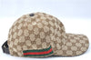 Authentic GUCCI Web Sherry Line Cap GG Canvas Leather Size L 200035 Brown J1250