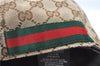 Authentic GUCCI Web Sherry Line Cap GG Canvas Leather Size L 200035 Brown J1250