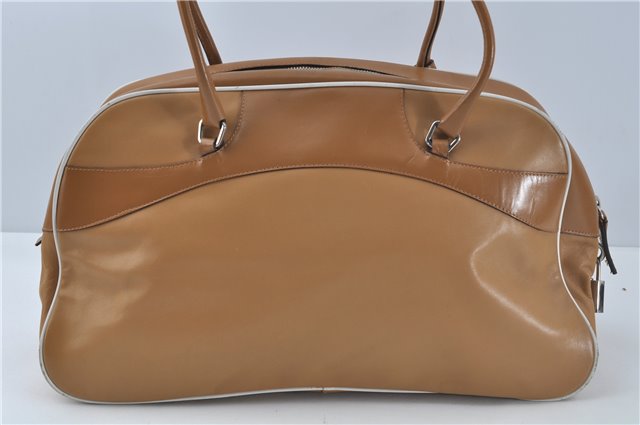 Authentic PRADA Leather Shoulder Hand Bag Purse Light Brown J1251