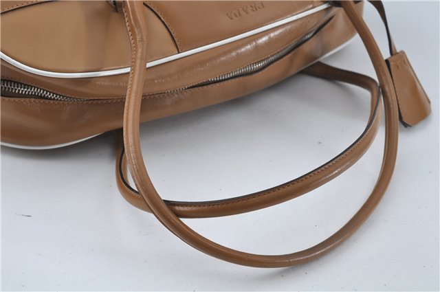 Authentic PRADA Leather Shoulder Hand Bag Purse Light Brown J1251