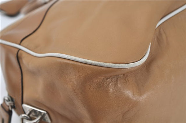 Authentic PRADA Leather Shoulder Hand Bag Purse Light Brown J1251