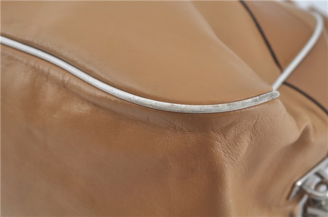 Authentic PRADA Leather Shoulder Hand Bag Purse Light Brown J1251