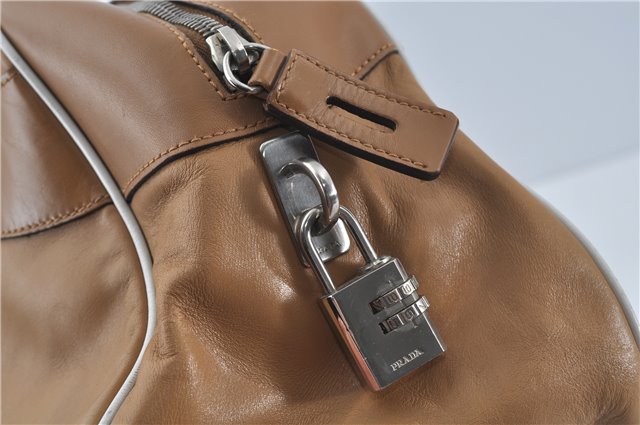 Authentic PRADA Leather Shoulder Hand Bag Purse Light Brown J1251