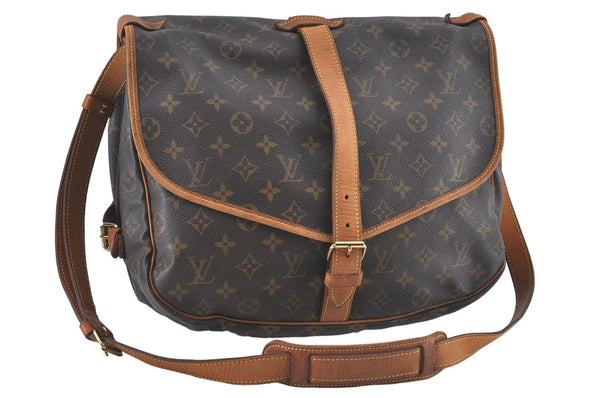 Auth Louis Vuitton Monogram Saumur 35 Shoulder Cross Body Bag M42254 LV J1254