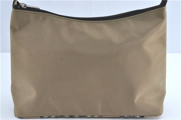 Authentic BURBERRY BLUE LABEL Check Shoulder Bag Purse Nylon Leather Beige J1257