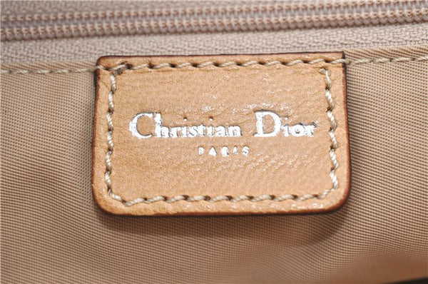 Auth Christian Dior Trotter Shoulder Hand Bag Purse Canvas Leather Beige J1258