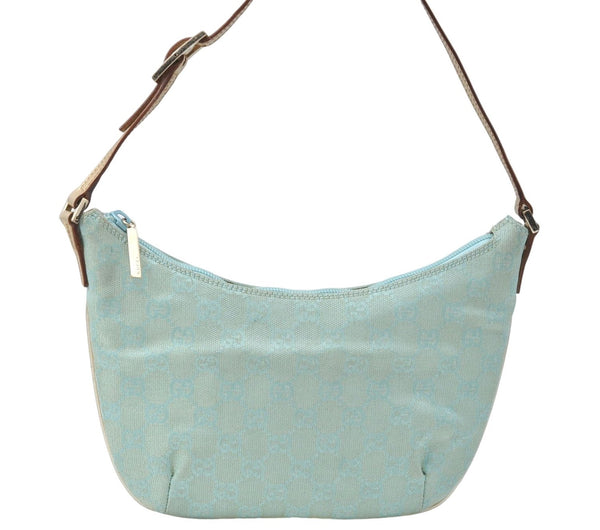 Authentic GUCCI Shoulder Hand Bag GG Canvas Leather 0050813 Light Blue J1260