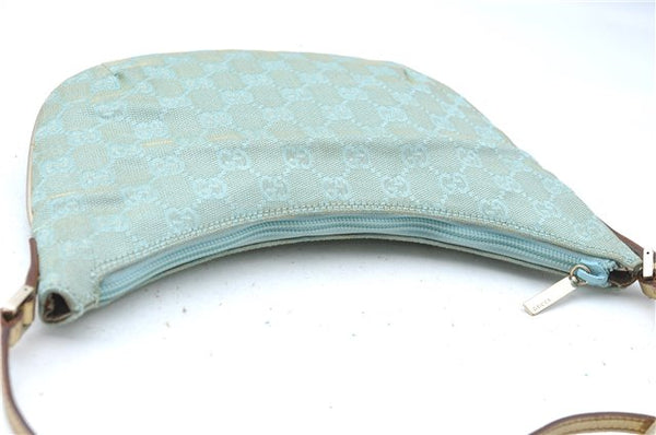 Authentic GUCCI Shoulder Hand Bag GG Canvas Leather 0050813 Light Blue J1260